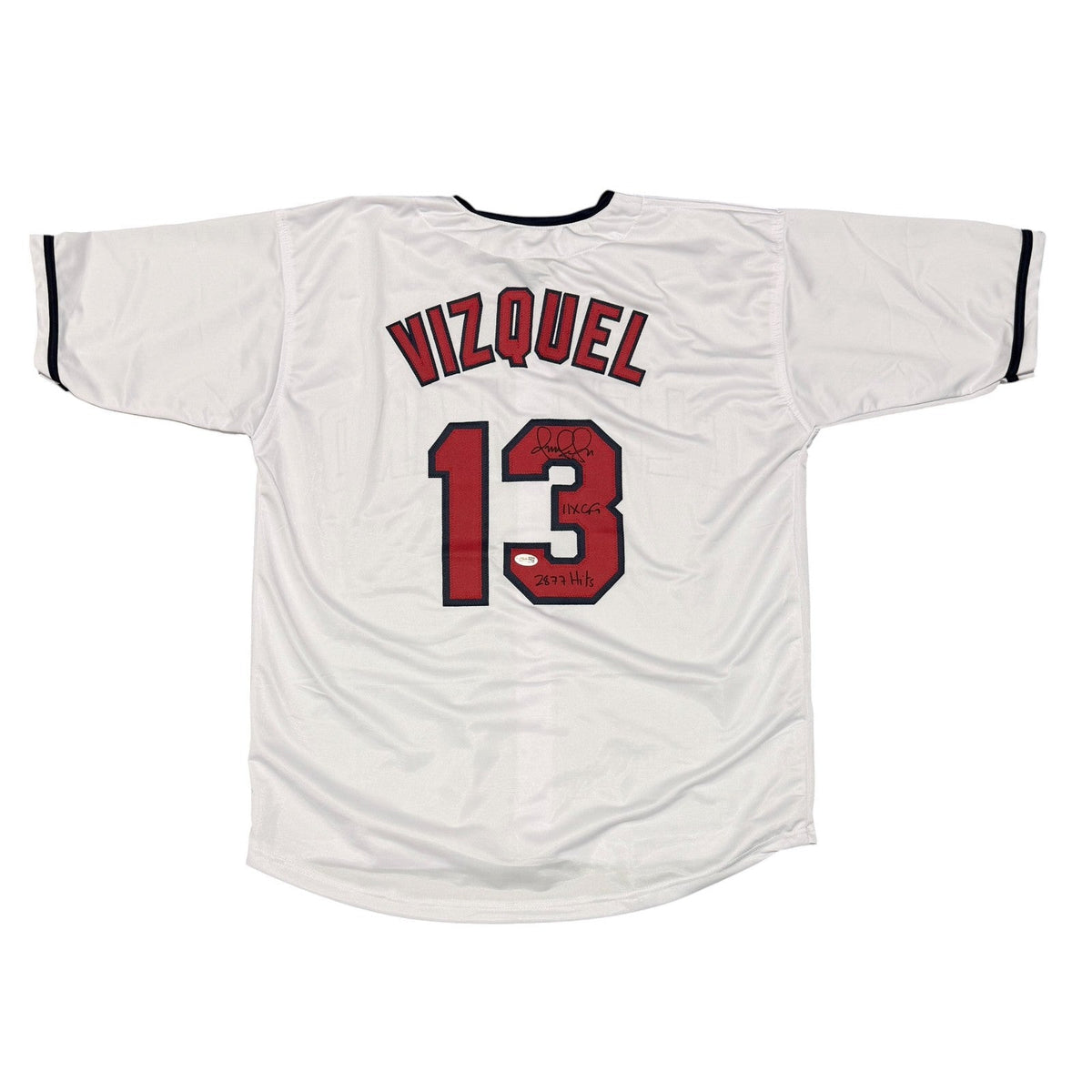 Omar Vizquel Signed Custom Jersey w/ 2 x Insc JSA Witness Authenticated-Powers Sports Memorabilia