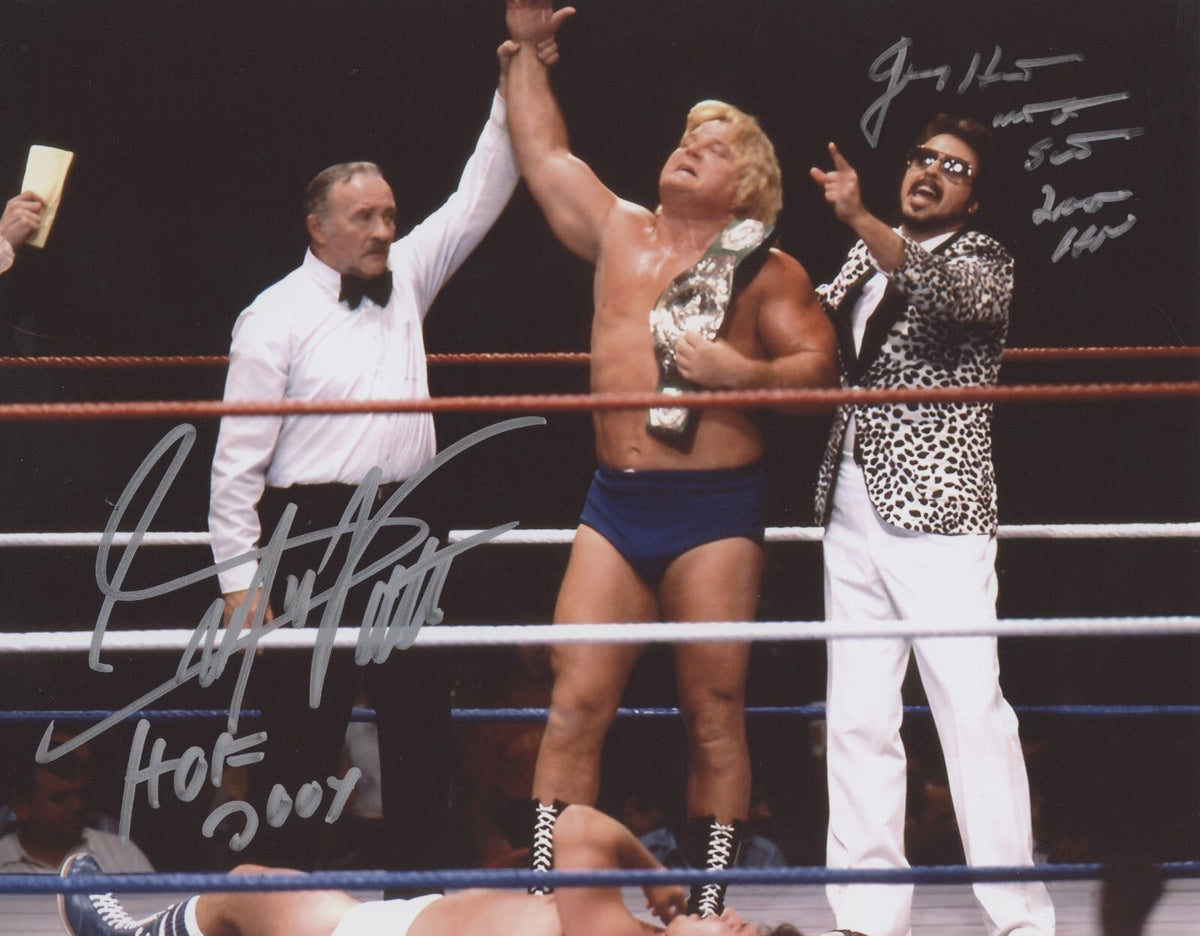 Greg Valentine & Jimmy Hart Dual Signed 8x10 Photo w/ HOF + 2 Insc LSCM COA-Powers Sports Memorabilia