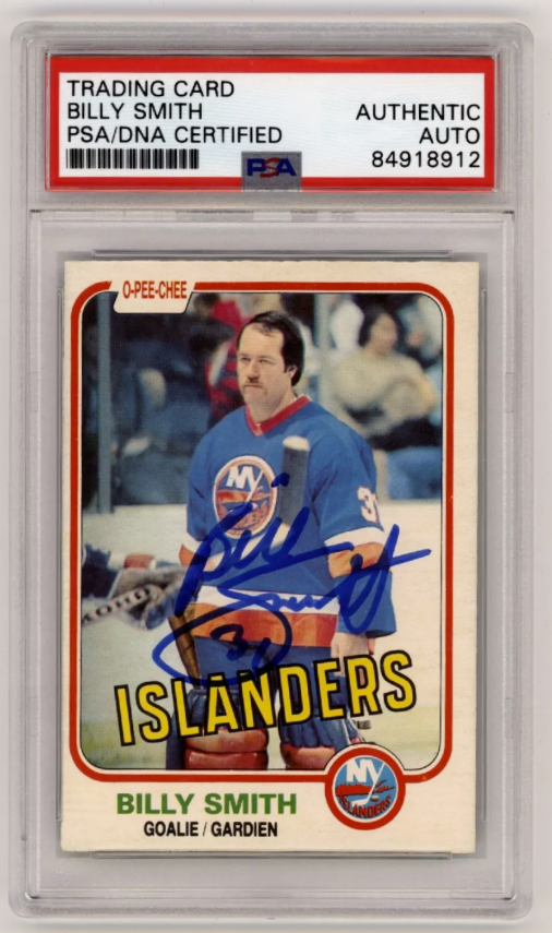 Billy Smith 1981-82 O-Pee-Chee OPC #207 Signed PSA Authentic Auto Islanders HOF-Powers Sports Memorabilia