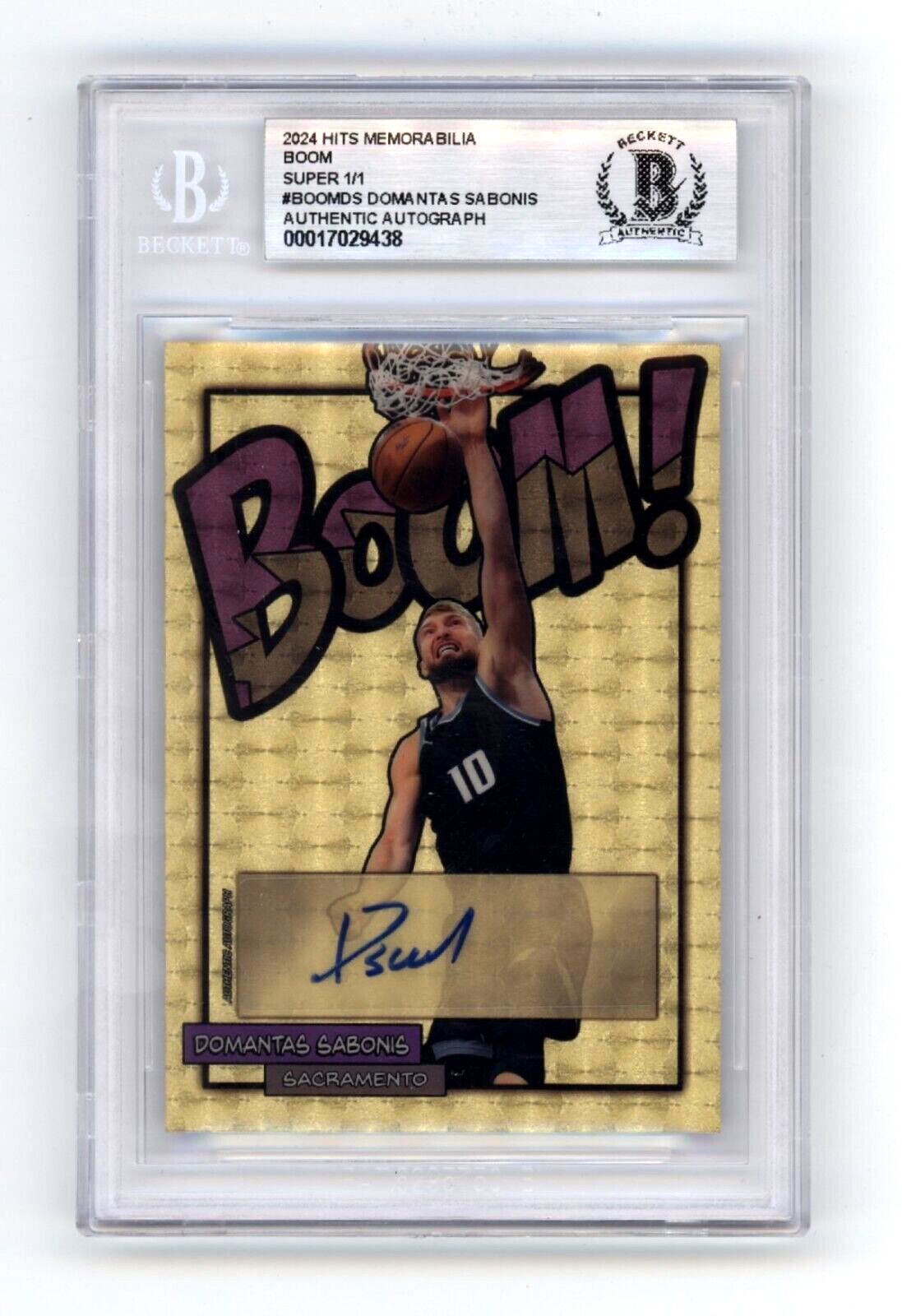 Domantas Sabonis 2024 Hits Memorabilia BOOM Super #1/1 Signed BGS BAS Auto Kings-Powers Sports Memorabilia