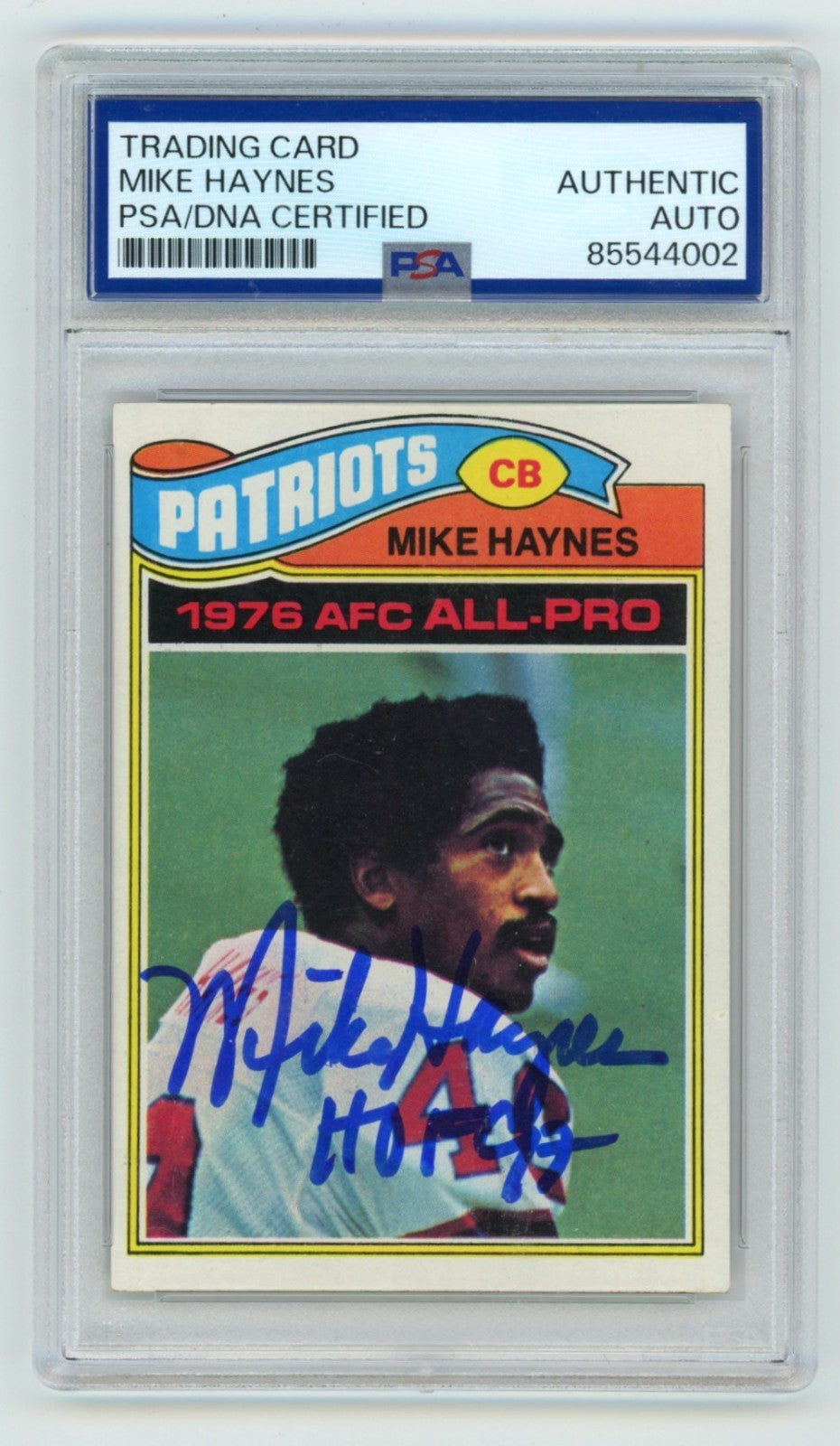 Mike Haynes 1977 Topps #50 Signed Rookie RC w/ HOF 97 Insc. PSA/DNA Authenticated-Powers Sports Memorabilia