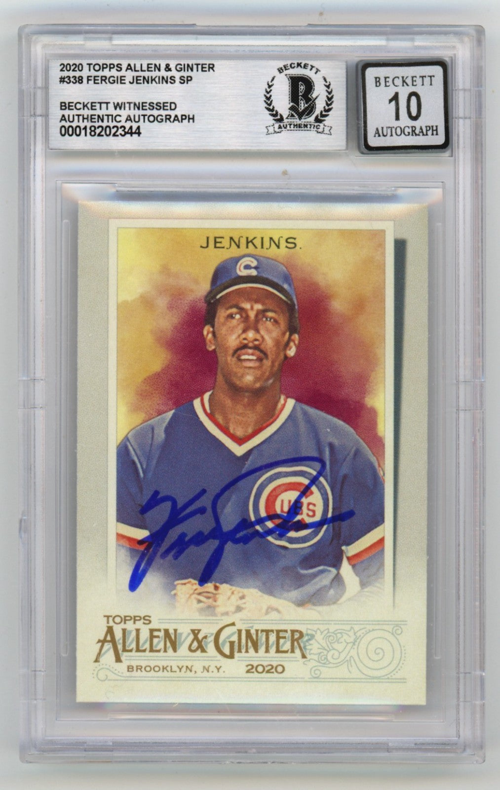 Fergie Jenkins 2020 Topps Allen & Ginter #338 SP Signed Beckett BGS 10 Auto-Powers Sports Memorabilia