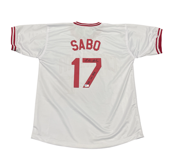 Chris Sabo Signed Autographed Reds Custom Jersey w/ 88 NL ROY Beckett BAS COA-Powers Sports Memorabilia
