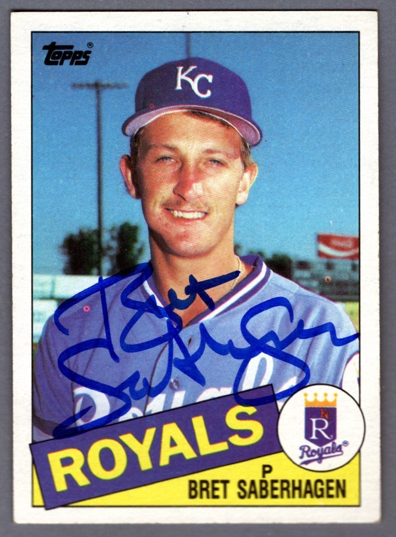 Bret Saberhagen Signed 1985 Topps #23 Rookie RC LSCM COA Kansas City Royals-Powers Sports Memorabilia
