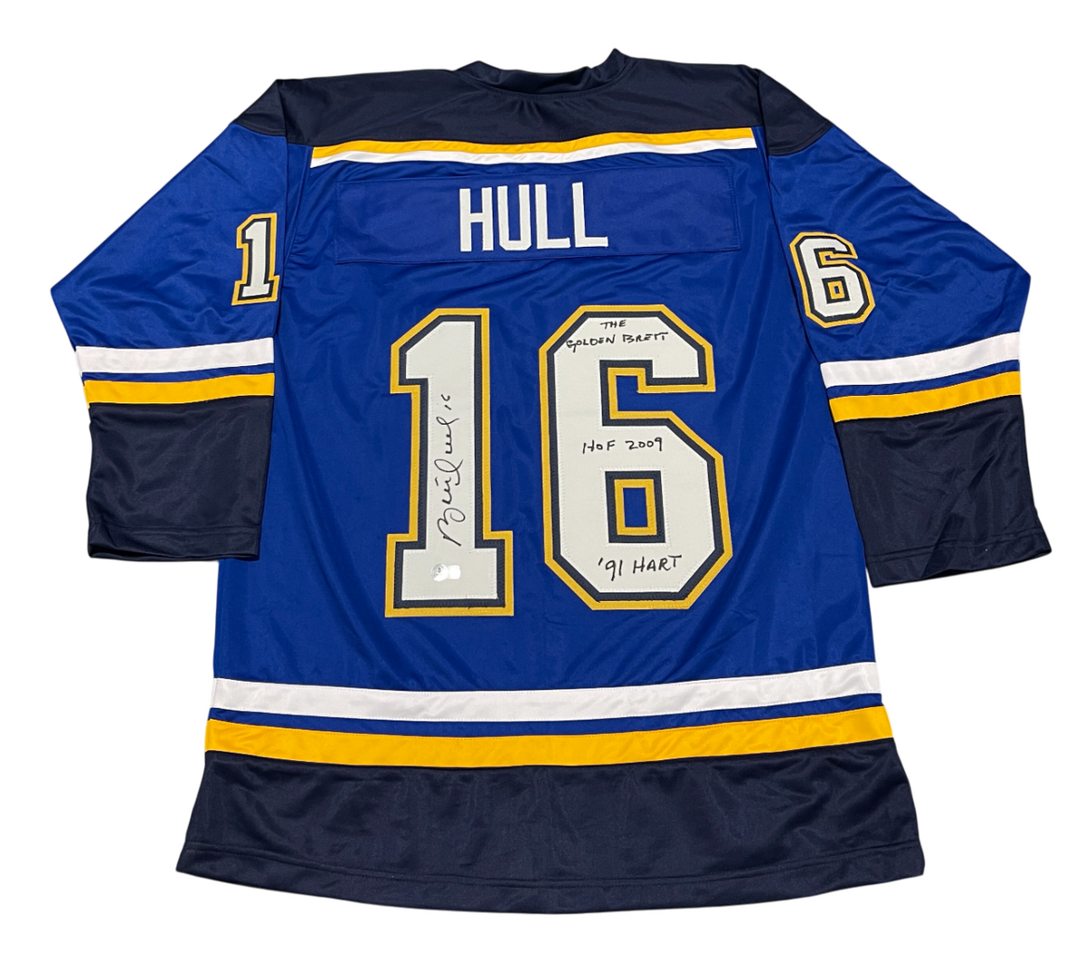 Brett Hull Signed Auto Custom Jersey w/ 3 Insc Beckett Witness Authenticated-Powers Sports Memorabilia