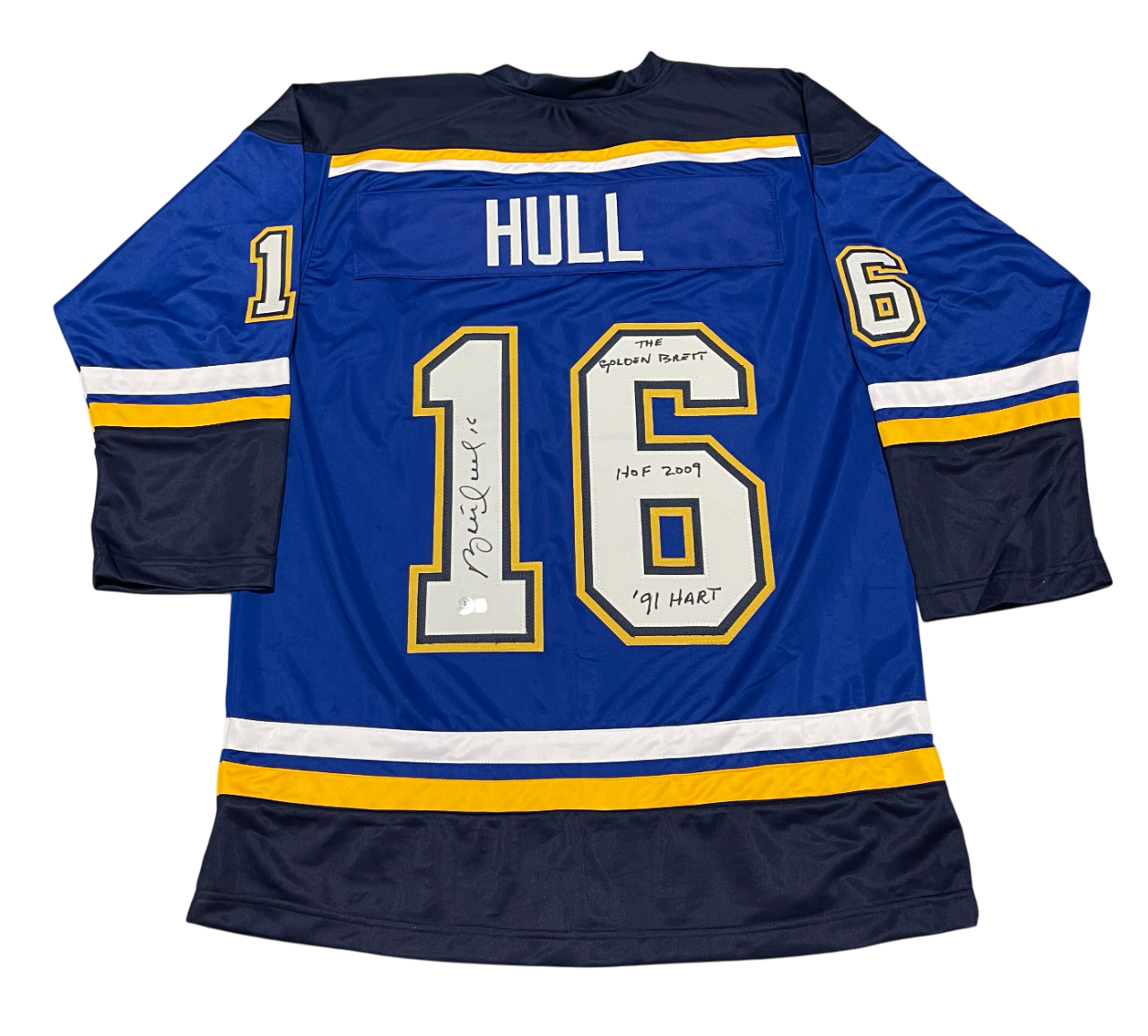 Brett Hull Signed Auto Custom Jersey w/ 3 Insc Beckett Witness Authenticated-Powers Sports Memorabilia