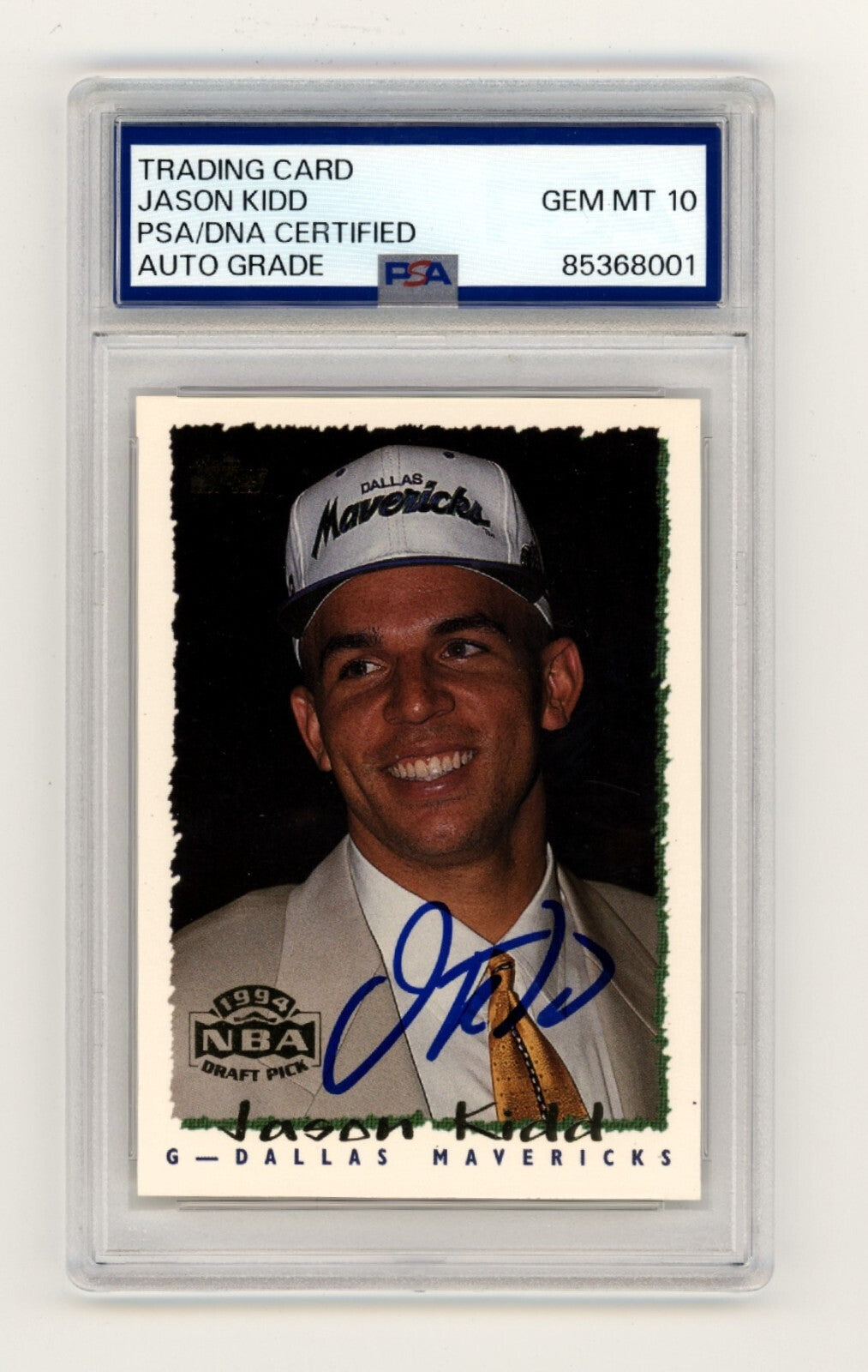 Jason Kidd 1994 Topps NBA Draft Pick #37 Rookie RC Signed PSA 10 Auto Mavericks-Powers Sports Memorabilia