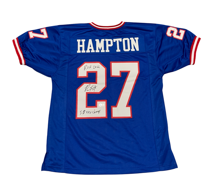 Rodney Hampton Signed Custom Jersey w/ SB ROH Beckett Witness Authenticated-Powers Sports Memorabilia