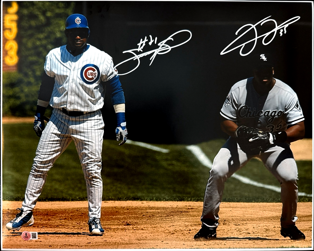 Sammy Sosa & Frank Thomas Dual Signed 16x20 Photo Beckett Witness Authenticated-Powers Sports Memorabilia