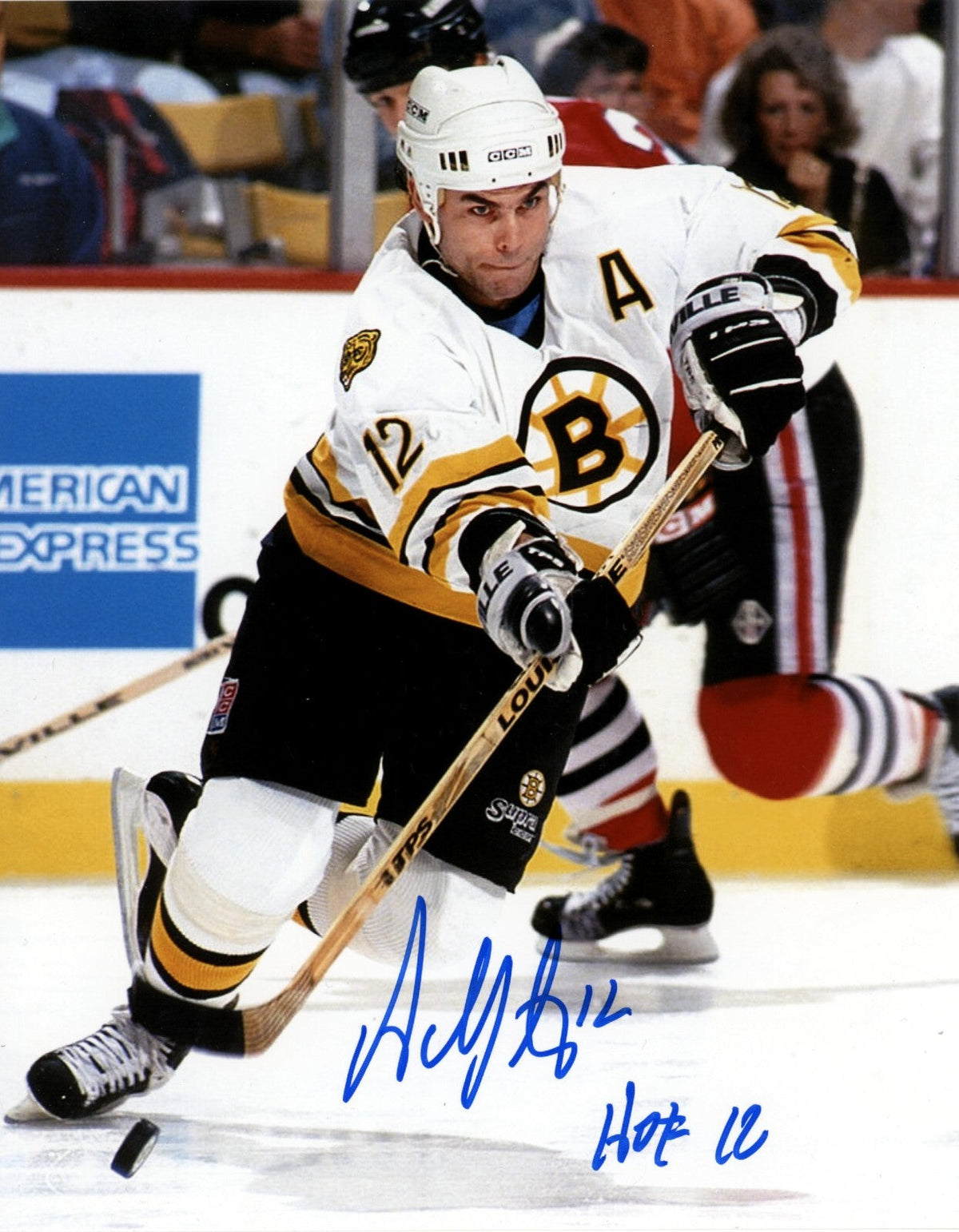 Adam Oates Signed Boston Bruins 8x10 Photo w/ HOF 12 LSCM Authenticated #1-Powers Sports Memorabilia