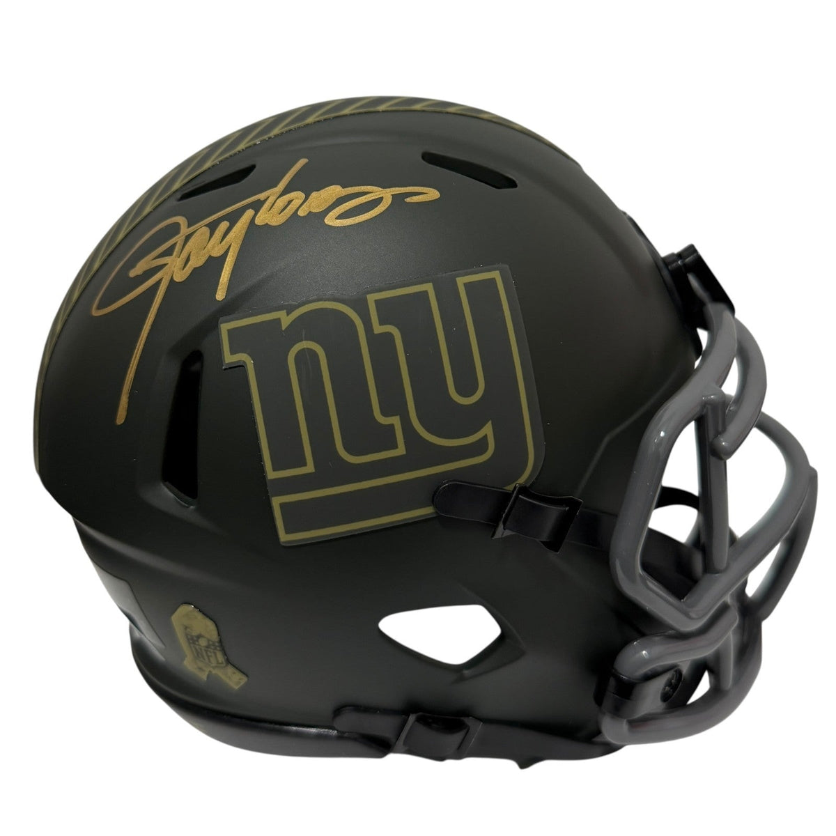 Lawrence Taylor Signed New York Giants Salute 25 Mini Helmet Beckett Witness Authenticated-Powers Sports Memorabilia
