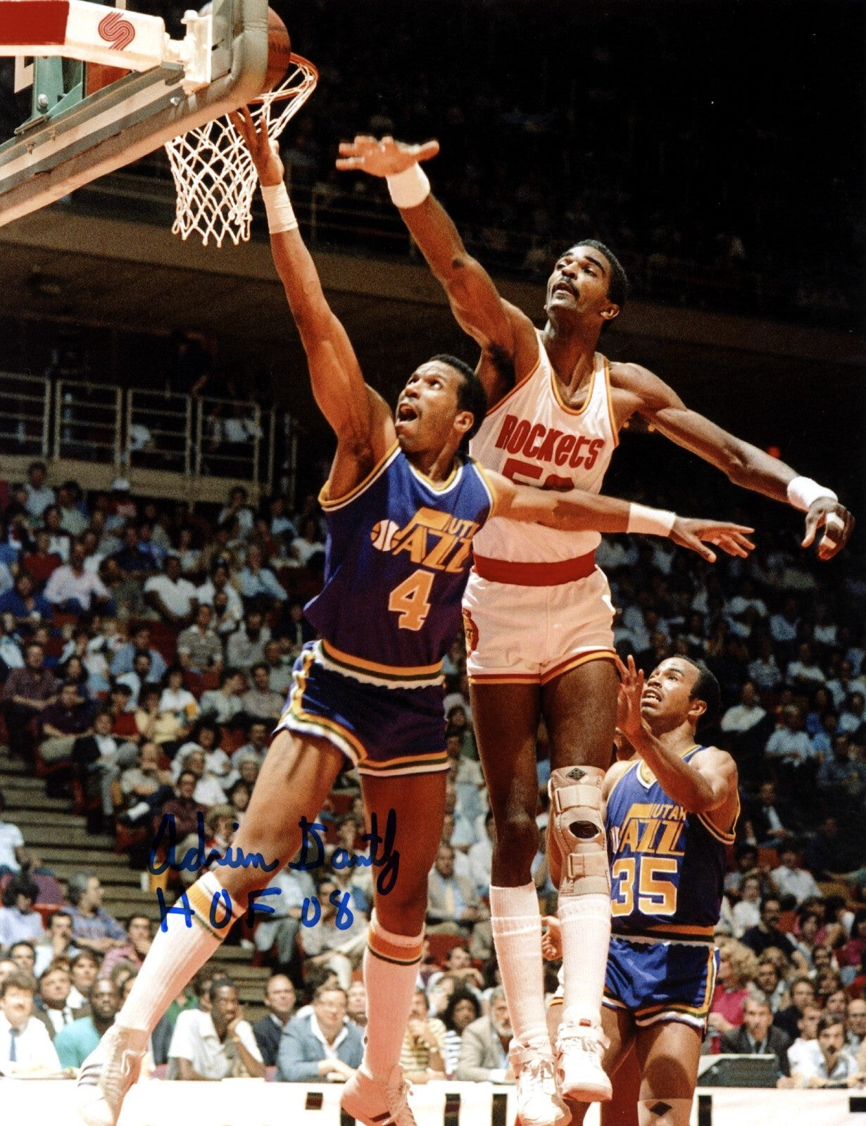 Adrian Dantley Signed Utah Jazz 8x10 Photo w/ HOF 08 LSCM Authenticated #2-Powers Sports Memorabilia