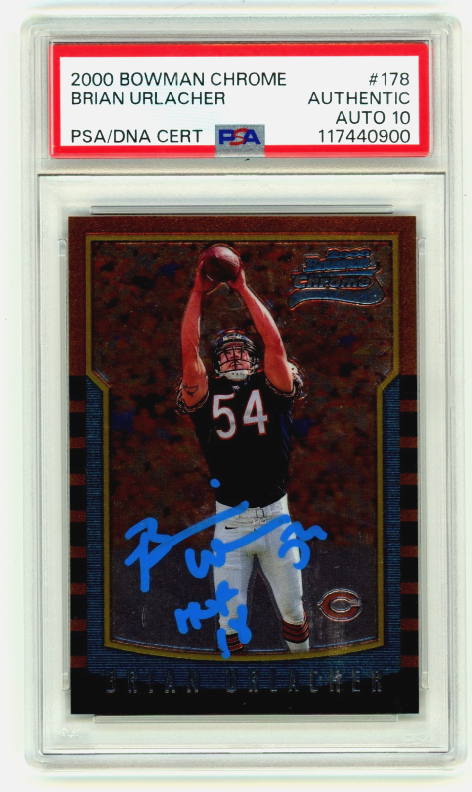 Brian Urlacher 2000 Bowman Chrome #178 Signed Rookie RC w/ HOF 18 PSA 10 Auto A-Powers Sports Memorabilia