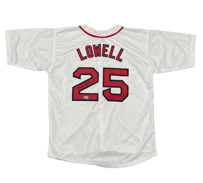 Mike Lowell Signed Boston Red Sox Custom Jersey Beckett Witness BAS COA-Powers Sports Memorabilia