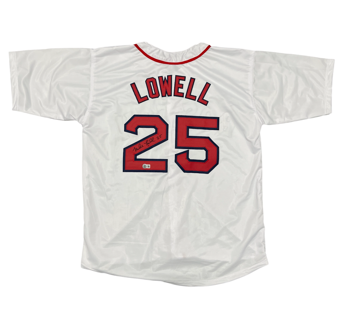 Mike Lowell Signed Boston Red Sox Custom Jersey Beckett Witness BAS COA-Powers Sports Memorabilia