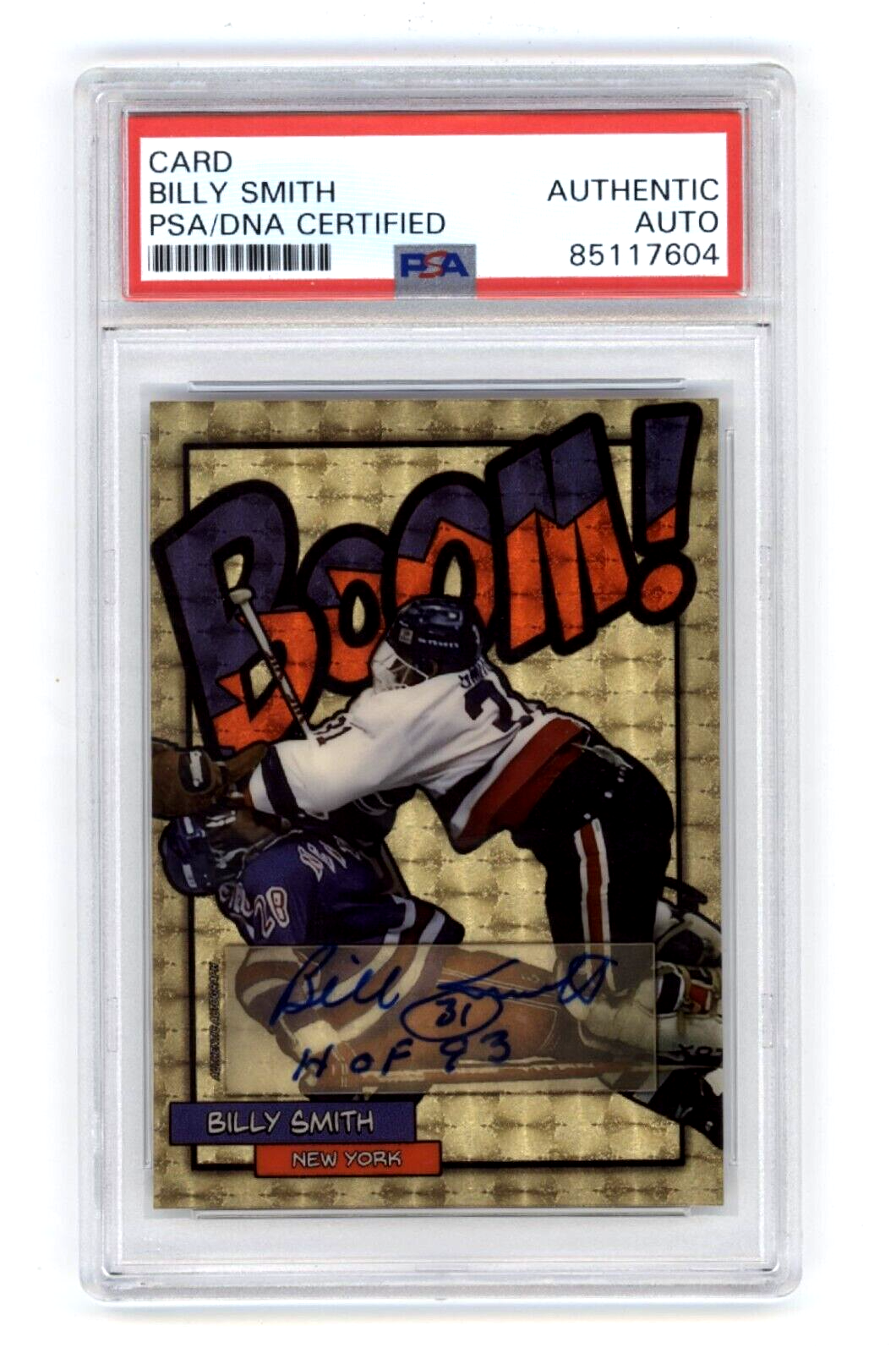 Billy Smith 2024 Hits Memorabilia BOOM Super #1/1 Signed PSA Auto HOF 93 Insc.-Powers Sports Memorabilia
