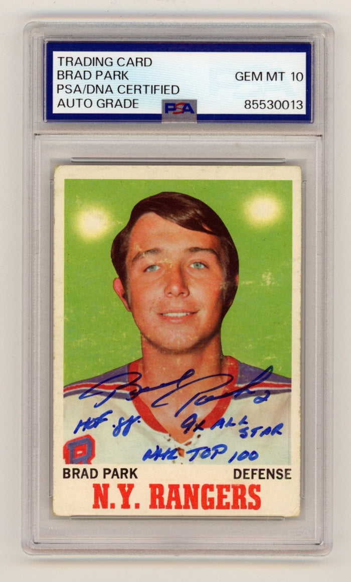 Brad Park 1970-71 Topps #67 Signed Rookie RC w/ 3 Inscriptions PSA 10 Auto HOF-Powers Sports Memorabilia