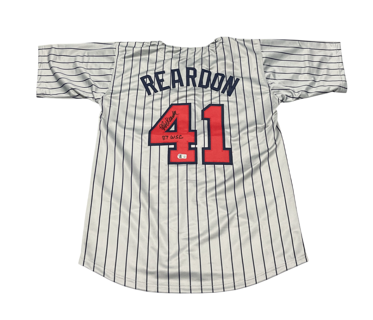 Jeff Reardon Signed Minnesota Twins Custom Jersey w/ 87 WSC Beckett Wit BAS COA-Powers Sports Memorabilia