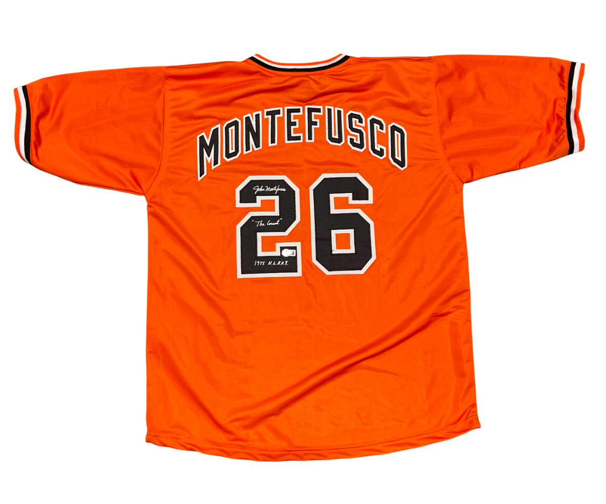 John Montefusco Signed SF Giants Custom Jersey w/ 2 Insc ROY Beckett Wit BAS COA-Powers Sports Memorabilia