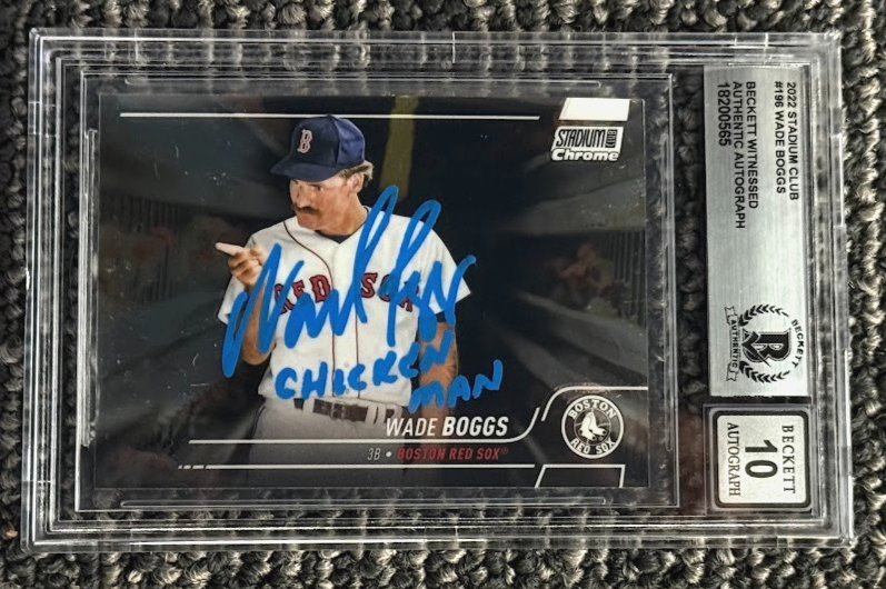 Wade Boggs 2022 Topps Stadium Club Chrome #196 Signed w/ Chicken Man BGS 10 Auto-Powers Sports Memorabilia