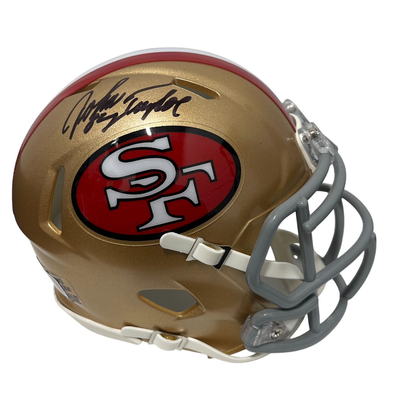 John Taylor Signed San Francisco 49ers TB Mini Helmet Beckett Witness Authenticated-Powers Sports Memorabilia