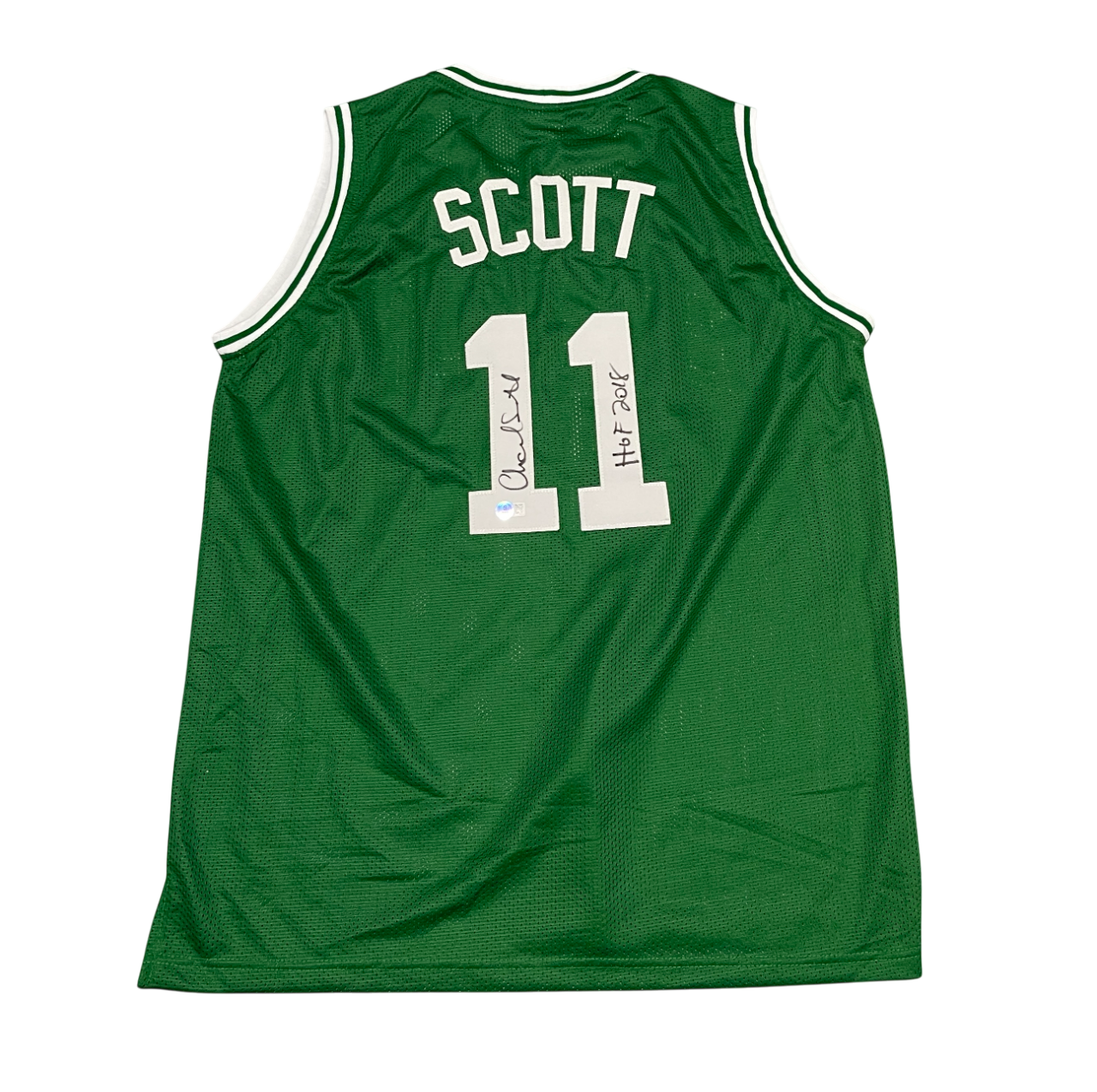 Charlie Scott Signed Custom Jersey w/ HOF 2018 Beckett Witness Authenticated - Green Jersey-Powers Sports Memorabilia