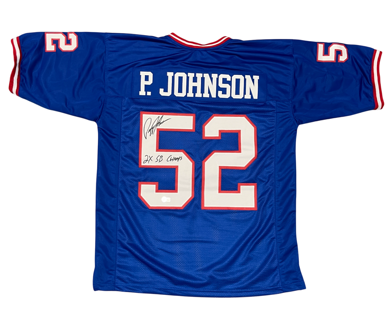 Pepper Johnson Signed Custom Jersey w/ 2x SB Champ Beckett Witness Authenticated-Powers Sports Memorabilia