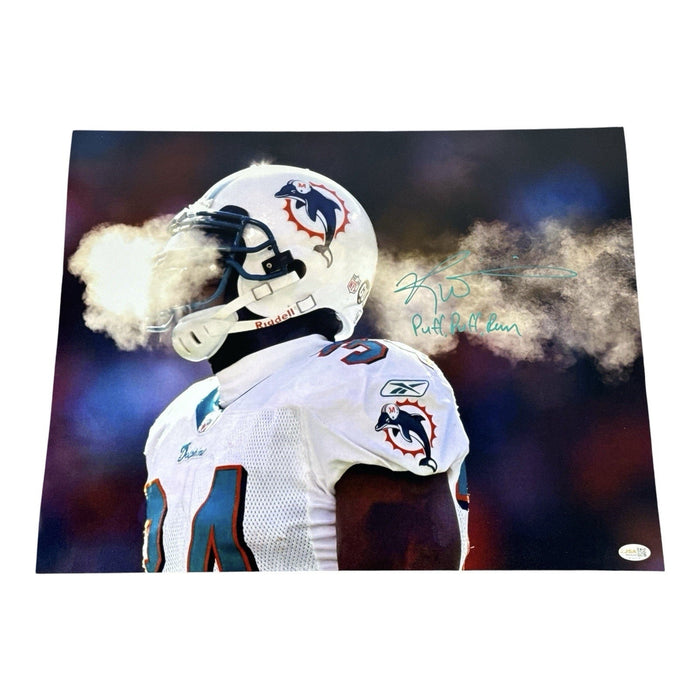 Ricky Williams Signed Dolphins 16x20 Photo w/ Puff Puff Run JSA Witness Authenticated-Powers Sports Memorabilia