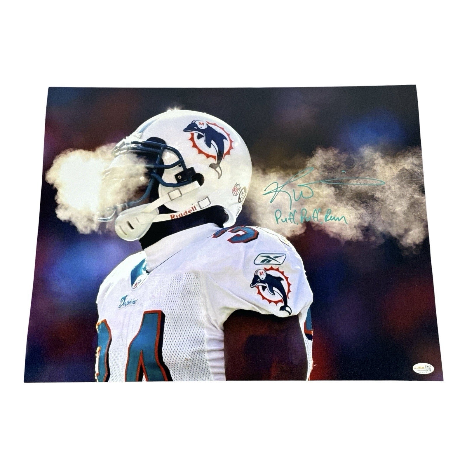 Ricky Williams Signed Dolphins 16x20 Photo w/ Puff Puff Run JSA Witness Authenticated-Powers Sports Memorabilia