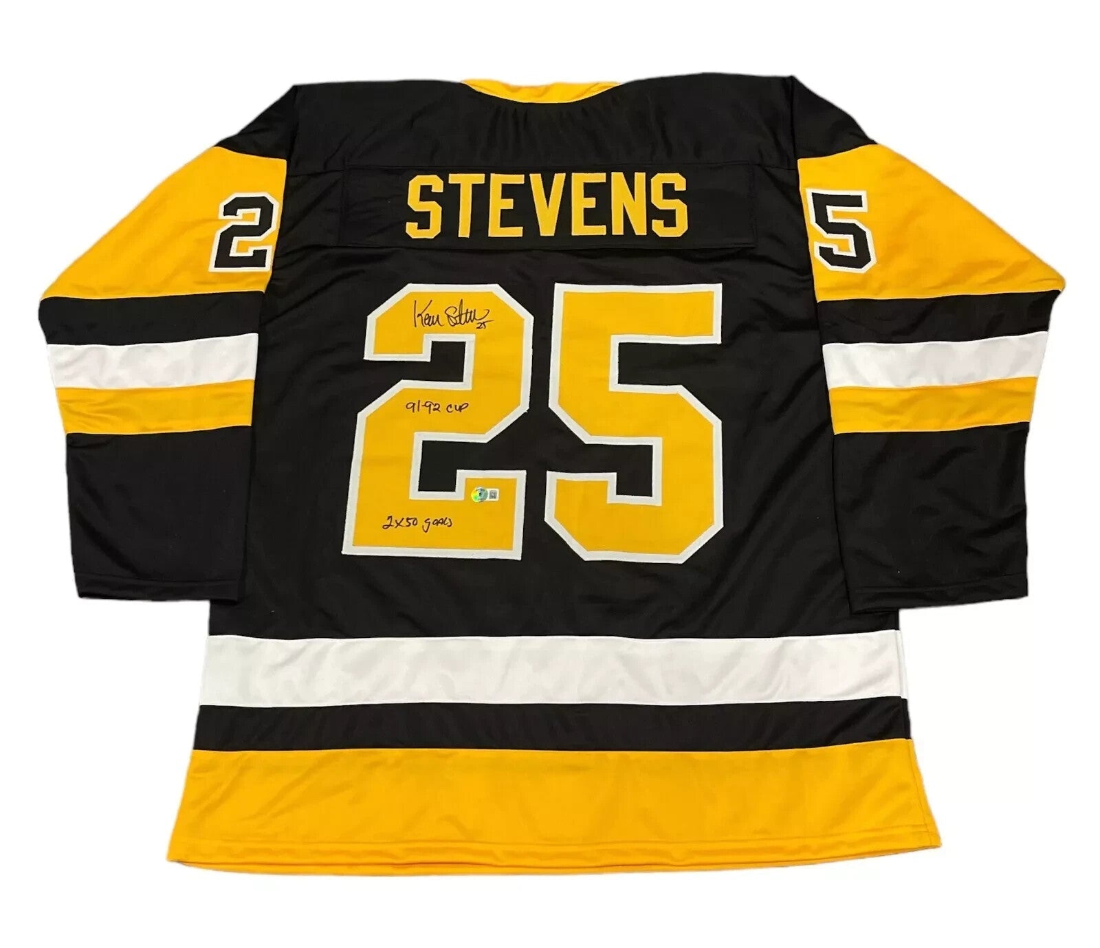 Kevin Stevens Signed Custom Jersey w/ 2x Ins Beckett Witness Authenticated-Powers Sports Memorabilia