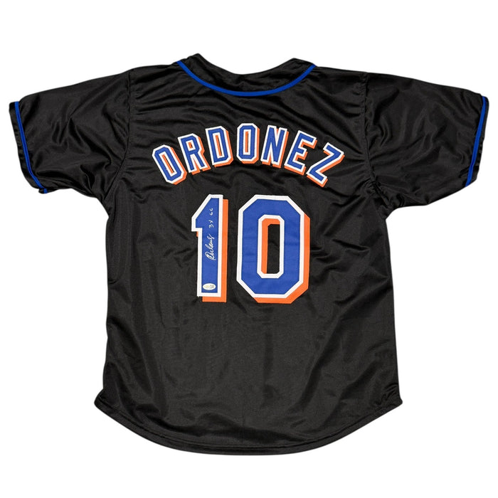 Rey Ordonez Signed Custom Black Jersey w/ 3x GG JSA Witness Authenticated-Powers Sports Memorabilia