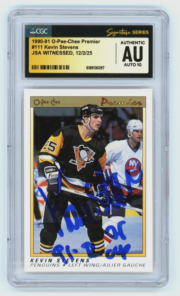 Kevin Stevens 1990-91 O-Pee-Chee Premier Signed RC JSA CGC Authentic 10 Auto-Powers Sports Memorabilia