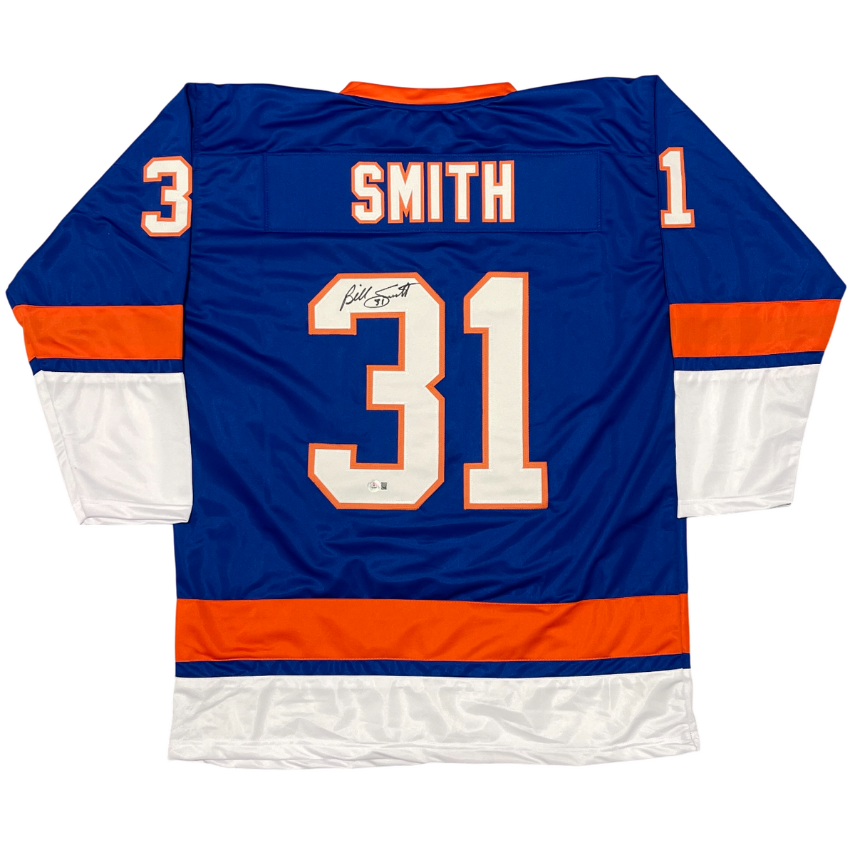 Billy Smith Signed New York Islanders Custom Jersey Beckett Witness BAS COA-Powers Sports Memorabilia