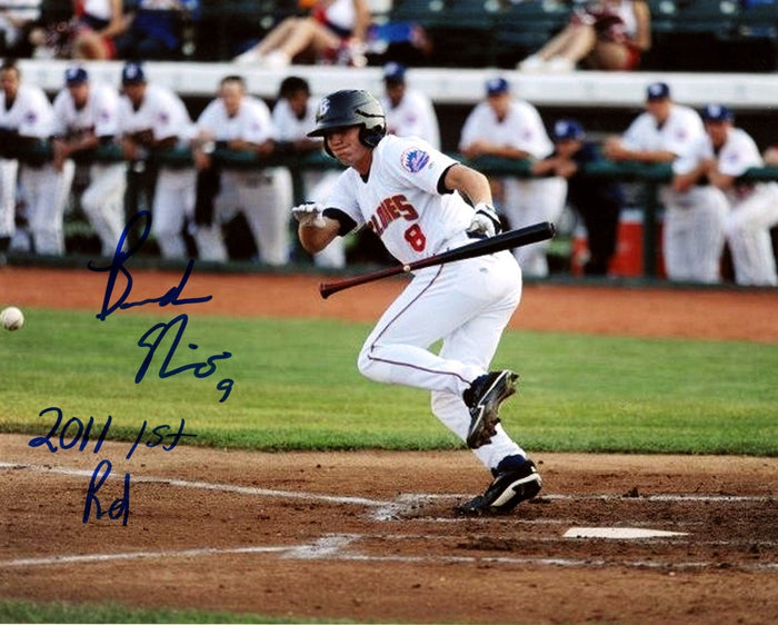 Brandon Nimmo Signed Cyclones 8x10 Photo w/ 2011 1st Rd LSCM Authenticated Mets #5-Powers Sports Memorabilia