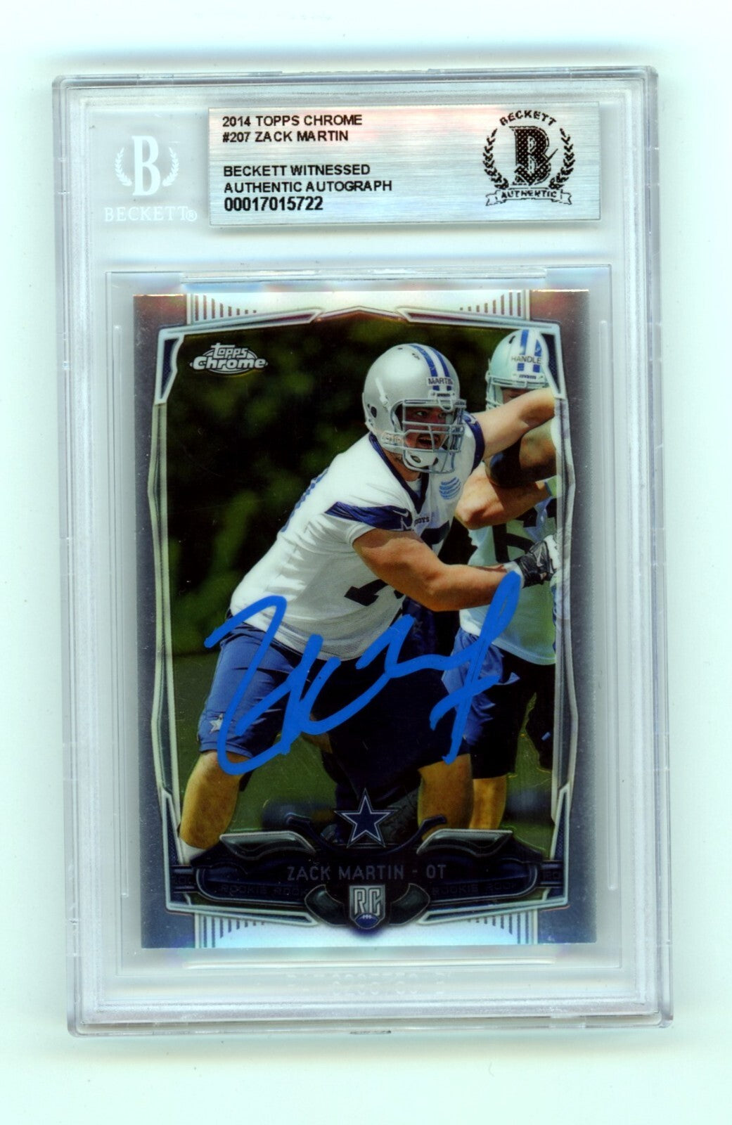 Zack Martin 2014 Topps Chrome #406 Signed Rookie RC BGS Authentic Auto Cowboys-Powers Sports Memorabilia