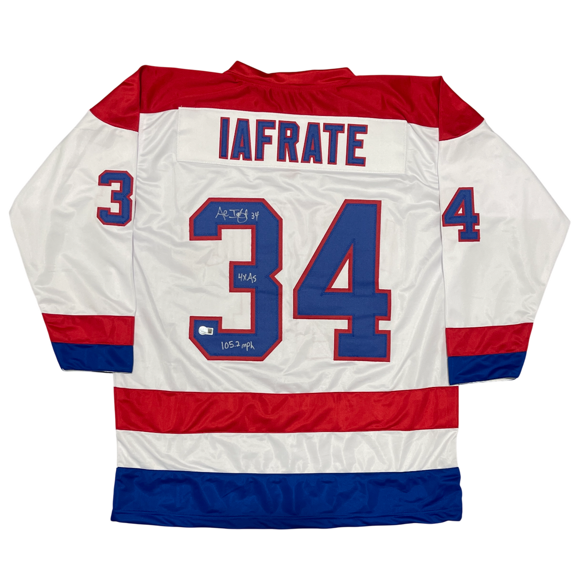 Al Iafrate Signed Washington Custom Jersey w 4x AS + 105.2 MPH Beckett W BAS COA-Powers Sports Memorabilia