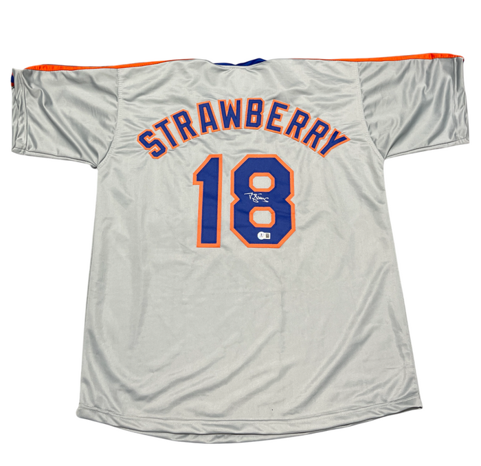 Darryl Strawberry Signed New York Mets Custom Jersey Beckett Witness BAS COA-Powers Sports Memorabilia