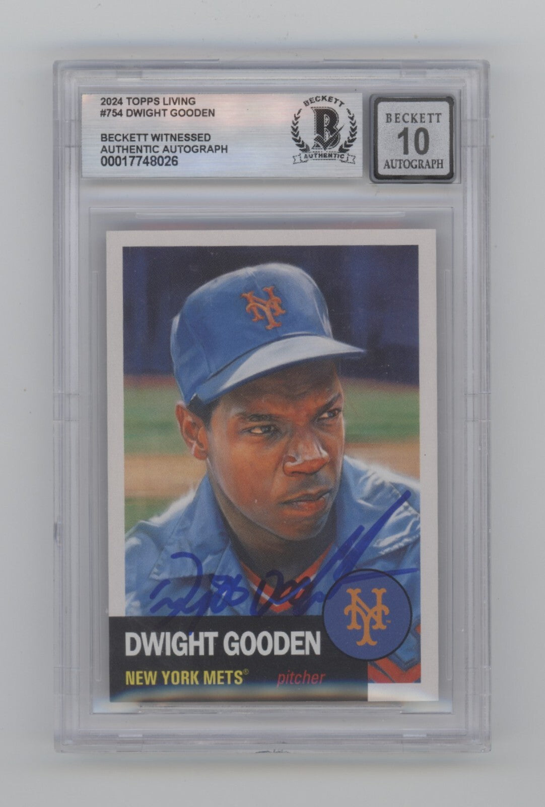 Doc Gooden 2024 Topps Living Set 754 Signed w/Full Name Insc Beckett BGS 10 Auto-Powers Sports Memorabilia