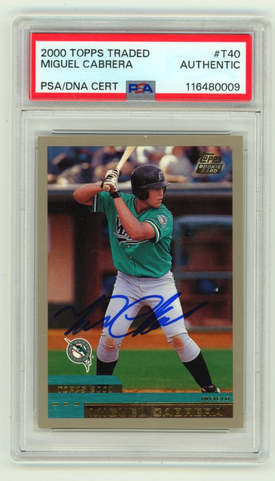 Miguel Cabrera 2000 Topps Traded T40 Signed Rookie RC PSA/DNA Authenticated Marlins-Powers Sports Memorabilia