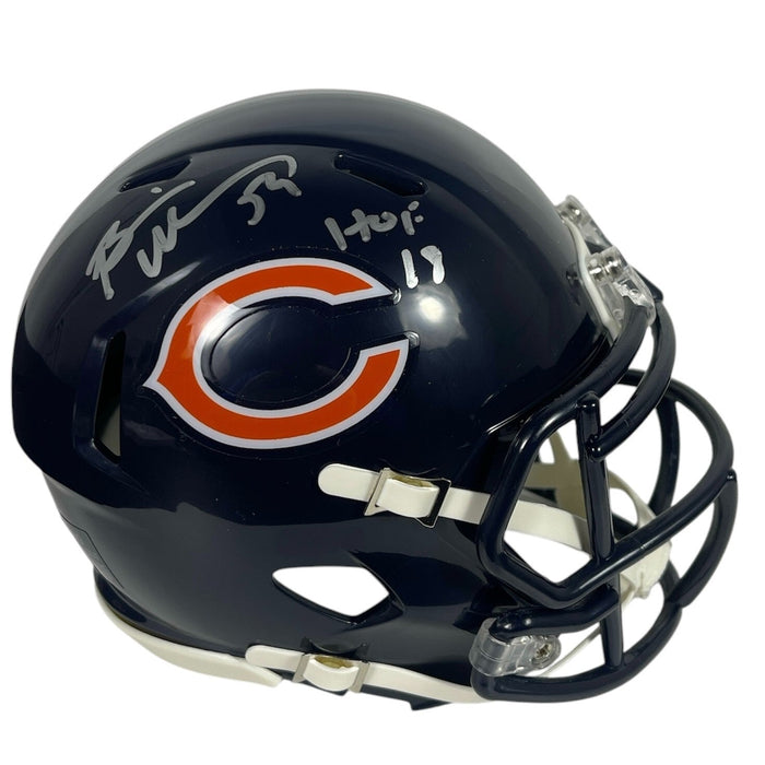 Brian Urlacher Signed Chicago Bears Mini Helmet w/ HOF 18 Beckett Witness Authenticated-Powers Sports Memorabilia