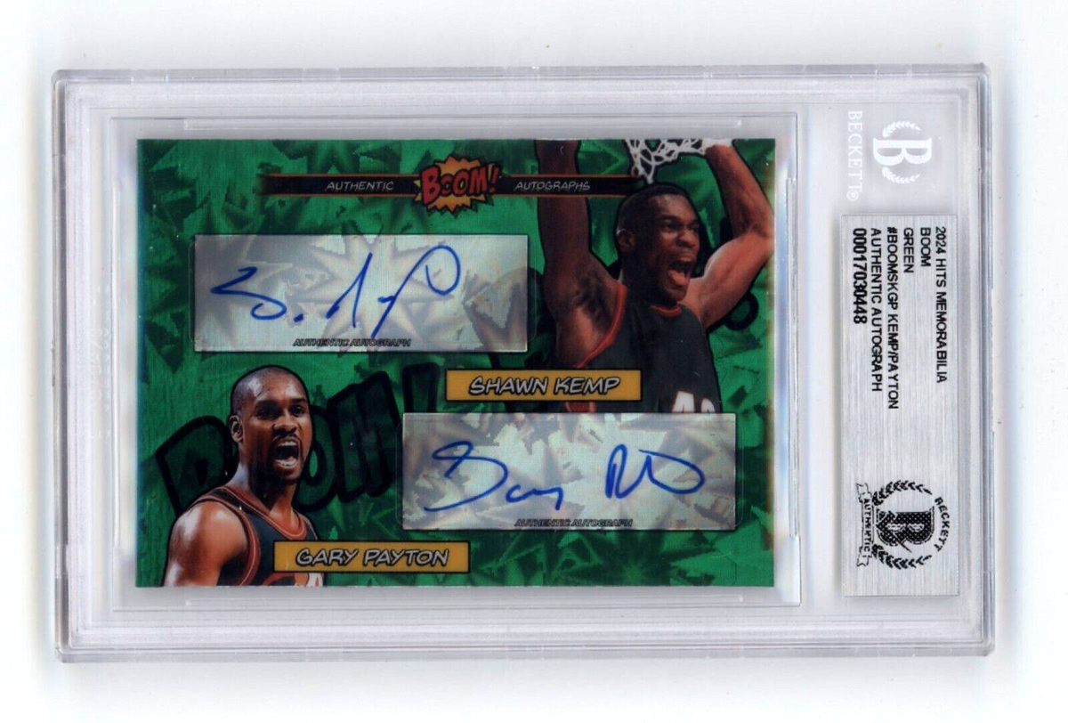Shawn Kemp & Gary Payton 2024 Hits BOOM Green #/5 Dual Signed BGS BAS Auto-Powers Sports Memorabilia