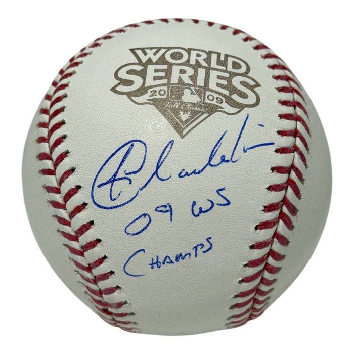 Joba Chamberlain Signed 2009 World Series Baseball w/ 09 WS Champs JSA Witness Authenticated-Powers Sports Memorabilia
