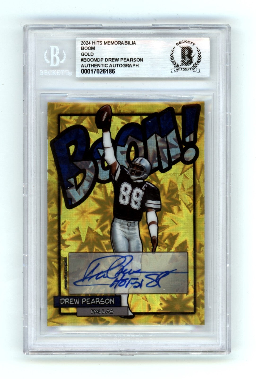 Drew Pearson 2024 Hits Memorabilia BOOM Gold #/10 Signed BGS BAS Auto HOF 21 Ins-Powers Sports Memorabilia