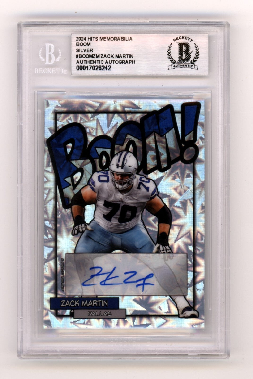 Zack Martin 2024 Hits Memorabilia BOOM Silver Signed BGS BAS Auto Cowboys-Powers Sports Memorabilia