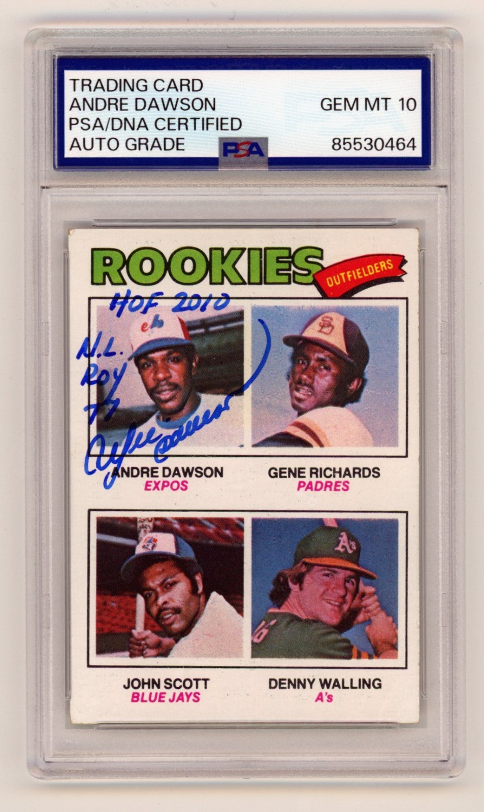 Andre Dawson 1977 Topps #473 Signed Rookie RC HOF 2010 + NL ROY 77 PSA 10 Auto-Powers Sports Memorabilia