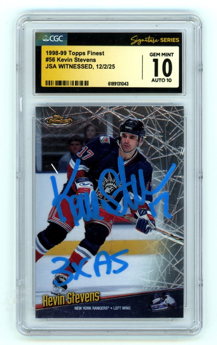 Kevin Stevens 1998-99 Topps Finest SIgned w/ Insc. JSA CGC 10 10 Auto Rangers-Powers Sports Memorabilia