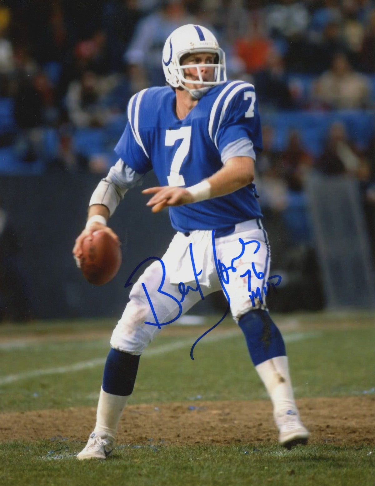 Bert Jones Signed Autographed Baltimore Colts 8x10 Photo w/ 76 MVP LSCM COA #2-Powers Sports Memorabilia