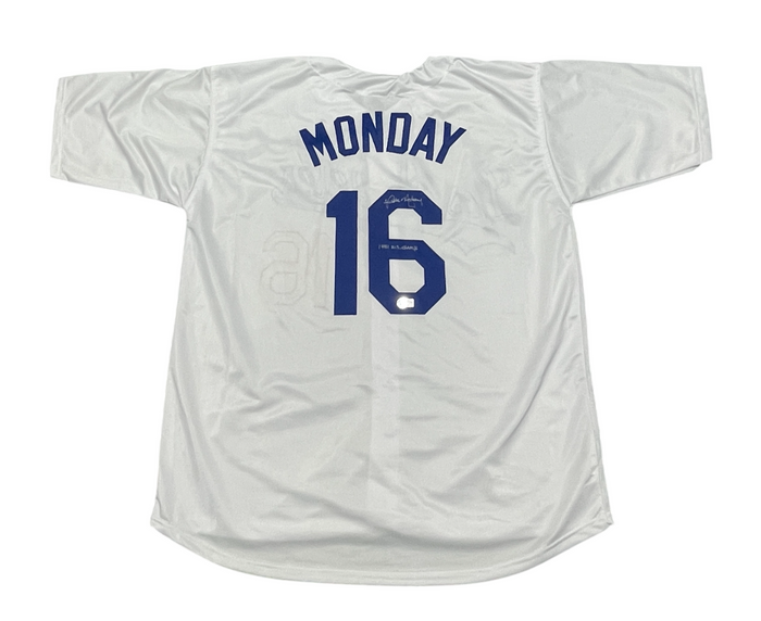 Rick Monday Signed Auto Dodgers Custom Jersey w/ 81 WS Champs Beckett BAS COA-Powers Sports Memorabilia