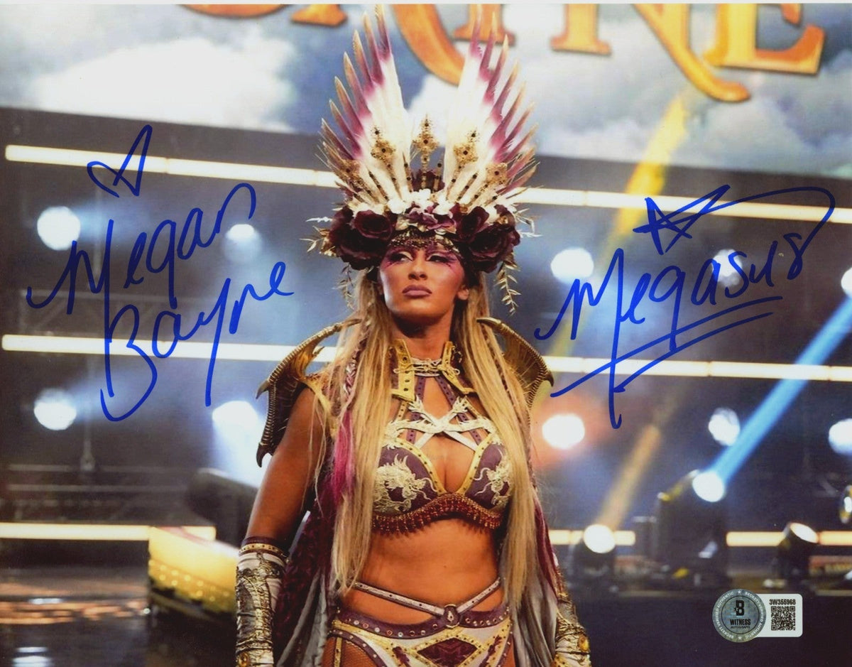 Megan Bayne Signed AEW 8x10 Photo w/ Megasus Beckett Witness BAS COA #6-Powers Sports Memorabilia