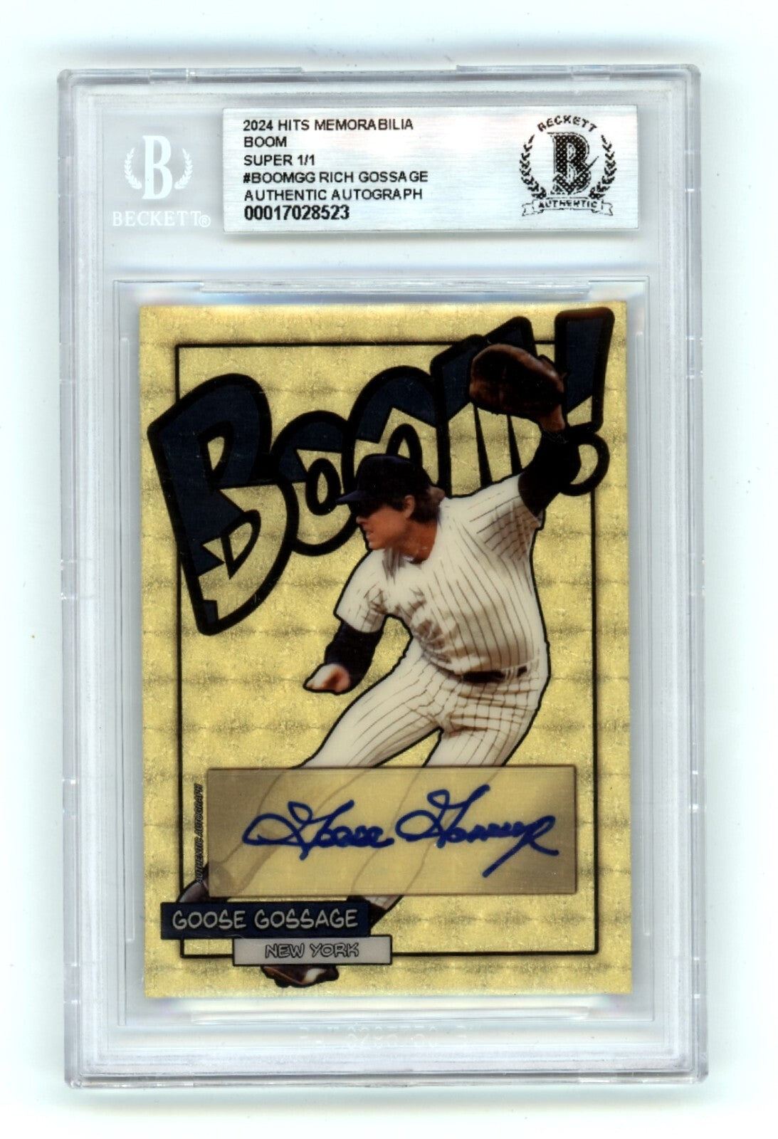 Goose Gossage 2024 Hits Memorabilia BOOM Super #1/1 Signed BGS BAS Auto Yankees-Powers Sports Memorabilia